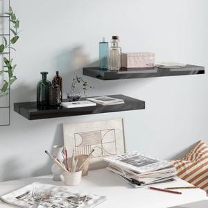vidaXL Wall Shelves Floating Shelves Display Shelves 2 Pcs High Gloss Black