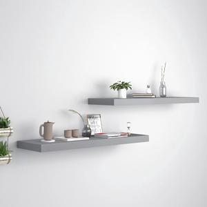 vidaXL Wall Shelves Floating Shelves Display Shelves for Books 2 Pcs Gray