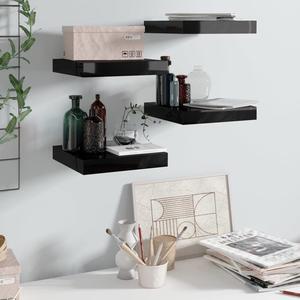 vidaXL Wall Shelves Floating Shelves Display Shelves 2 Pcs High Gloss Black