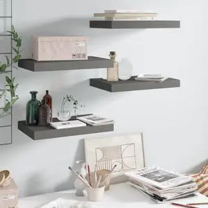 vidaXL Wall Shelves Floating Shelves Display Shelves 2 Pcs High Gloss Gray