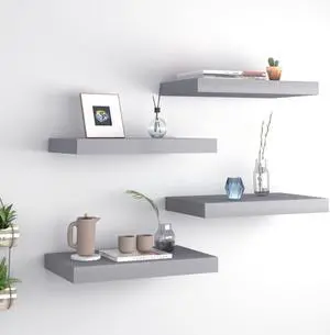 vidaXL Wall Shelves Floating Shelves Display Shelves for Books 2 Pcs Gray