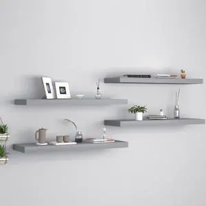 vidaXL Wall Shelves Floating Shelves Display Shelves for Books 2 Pcs Gray