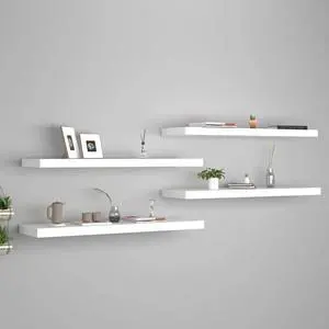 vidaXL 4x Floating Wall Shelves White 35.4"x9.3" MDF Wall Ledge Hanging Rack