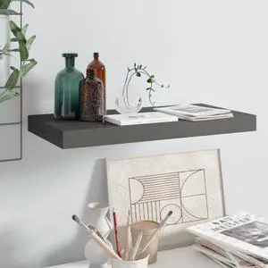 vidaXL Wall Shelf Floating Shelf Display Shelf Wall Mounted High Gloss Gray