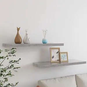 vidaXL Wall Shelves Floating Display Shelves for DVDs 2 Pcs Concrete Gray