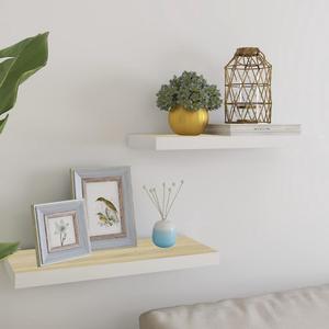 vidaXL Wall Shelves Floating Display Shelves for DVDs 2 Pcs Oak and White