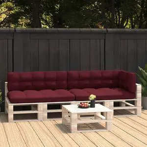 vidaXL Chair Cushion 5 Pcs Outdoor Pallet Seat Cushion Sofa Pad Wine Red Fabric