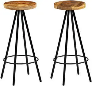 vidaXL Bar Stools Bar Seats Counter Height Stools 2 Pcs Solid Reclaimed Wood