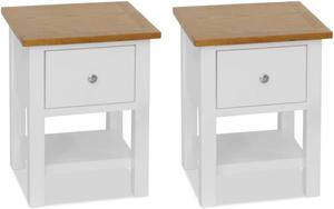 vidaXL Nightstand 2 Pcs End Table with Drawer and Open Wood Shelf Solid Wood Oak