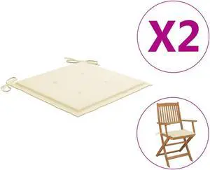 vidaXL Garden Chair Cushions 2 pcs Cream 40x40x4 cm Oxford Fabric
