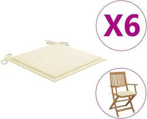 vidaXL Garden Chair Cushions 6 pcs Cream 40x40x4 cm Oxford Fabric vidaXL Garden Chair Cushions 6 pcs Cream 40x40x4 cm Oxford Fabric