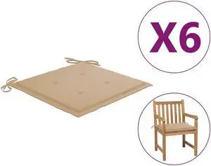 vidaXL Garden Chair Cushions 6 pcs Beige 50x50x4 cm Oxford Fabric vidaXL Garden Chair Cushions 6 pcs Beige 50x50x4 cm Oxford Fabric