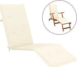 vidaXL Chair Cushion Outdoor Water Repellent Deck Chair Cushion Pad Cream