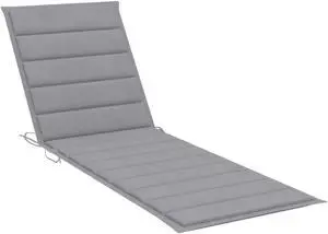 vidaXL Sun Lounger Cushion Gray Fabric Outdoor Patio Lounge Seating Sunbed Pad