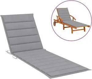 vidaXL Sun Lounger Cushion Gray Fabric Outdoor Patio Lounge Seating Sunbed Pad