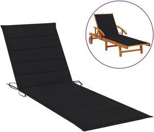 vidaXL Patio Cushion Outdoor Sun Lounger Chair Cushion Black Oxford Fabric