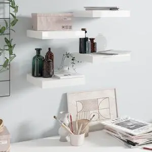 vidaXL Wall Shelves Floating Shelves Display Shelves 2 Pcs High Gloss White