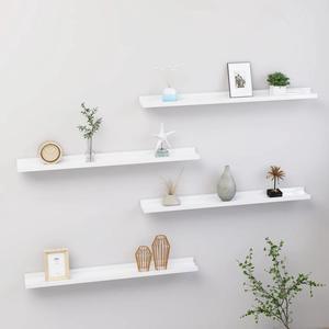 vidaXL Wall Shelves Floating Display Shelves 4 Pcs High Gloss White 31.5"