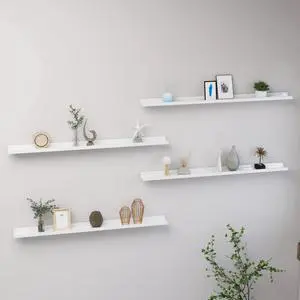 vidaXL Wall Shelves Floating Display Shelves 4 Pcs High Gloss White 39.4"