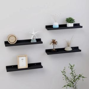vidaXL Wall Shelves Floating Shelves Display Shelves for DVDs 4 Pcs Black 15.7"
