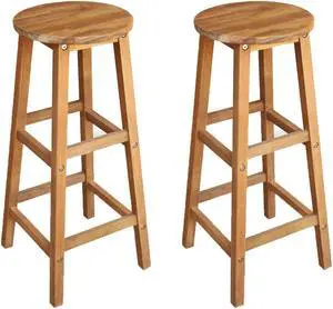 vidaXL Bar Stools Bar Seats Counter Height Island Stools 2 Pcs Solid Acacia Wood