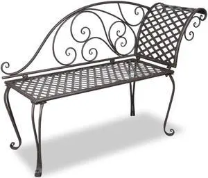 vidaXL Patio Chaise Lounge Outdoor Bench with Backrest Steel Antique Brown vidaXL Patio Chaise Lounge Outdoor Bench with Backrest Steel Antique Brown