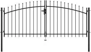 vidaXL Double Door Fence Gate with Spear Top 118.1"x59.1" Outdoor Barrier vidaXL Double Door Fence Gate with Spear Top 118.1"x59.1" Outdoor Barrier