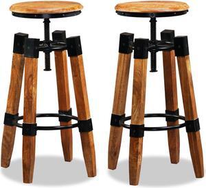 vidaXL Bar Stools Adjustable Bar Seat Counter Height Stools 2 Pcs Solid Wood