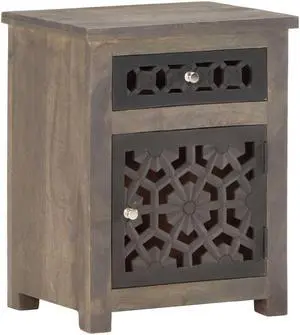 vidaXL Cabinet Bedside End Table with 1 Drawer and 1 Door Solid Wood Mango