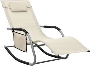 vidaXL Patio Lounge Chair Outdoor Chaise Lounge Chair Textilene Cream and Gray