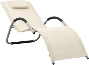 vidaXL Patio Lounge Chair Outdoor Chaise Lounge Chair Textilene Taupe and Gray
