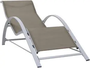 vidaXL Patio Lounge Chair Outdoor Chaise Lounge Textilene and Aluminum Taupe