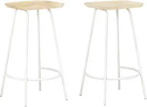 vidaXL Bar Stools Bar Counter Height Stool Island Stool 2 Pcs Solid Mango Wood