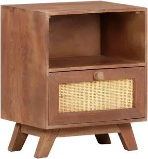 vidaXL Cabinet Bedside Table with Solid Wood Legs for Bedroom Solid Wood Mango