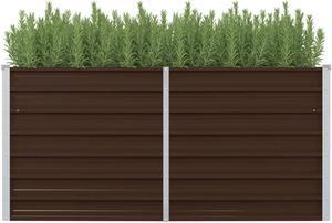 vidaXL Raised Garden Bed Brown Galvanized Steel Planter Flower Box Outdoor
