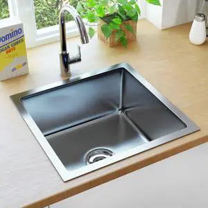 vidaXL Kitchen Sink Undermount Sink with Strainer Stainless Steel Sink Square vidaXL Kitchen Sink Undermount Sink with Strainer Stainless Steel Sink Square