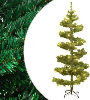 vidaXL Swirl Pre-lit Christmas Tree with Stand Xmas Tree Decoration Green PVC