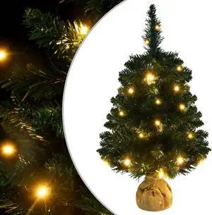vidaXL Artificial Pre-lit Christmas Tree with Stands Decoration Green PVC