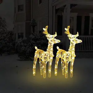 vidaXL Christmas Reindeers 2 Pcs Christmas Lighting Display with 40 LEDs Gold
