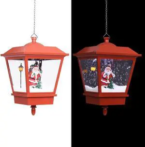 vidaXL Christmas Lighting Hanging Lamp Holiday Street Lamp with Santa Red