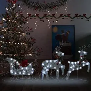 vidaXL Christmas Tree Pop-up Artificial Tree Christmas Decoration Silver PET