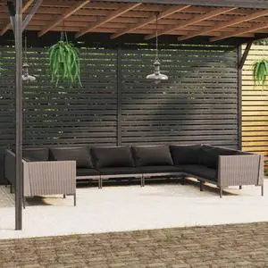 vidaXL Patio Lounge Set Table and Sofas Outdoor Garden Black Poly Rattan 2 Piece