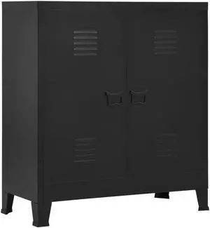 vidaXL File Cabinet Sideboard Storage Chest Cabinet with Doors Black Steel