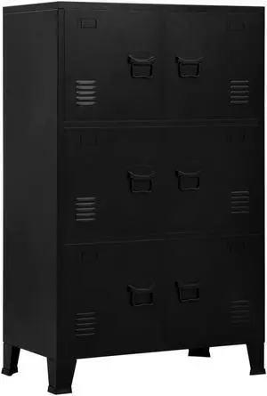 vidaXL File Cabinet Hall Entryway Sideboard Storage Chest Cabinet Black Steel