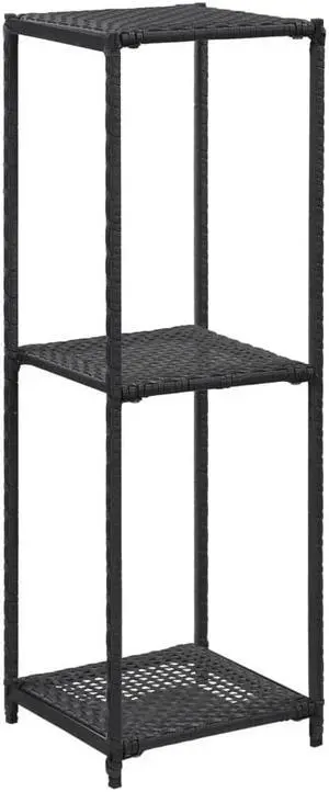 vidaXL Bookshelf Book Rack Open Shelf Bookcase Household Shelf Black Poly Rattan