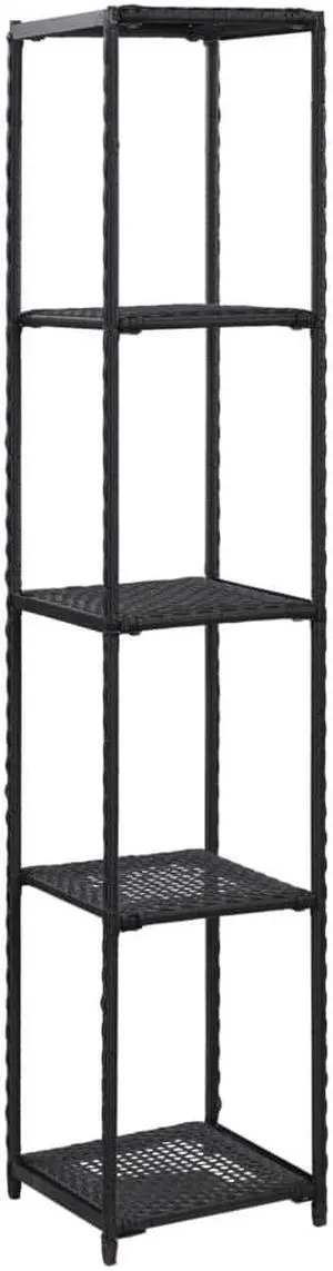 vidaXL Storage Shelf Book Rack Open Shelf Bookcase Household Black Poly Rattan