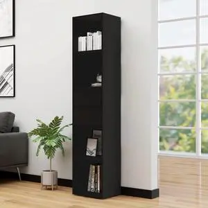 vidaXL Book Cabinet Black Engineered Wood Bookcase Book Shelf Rack Organizer vidaXL Book Cabinet Black Engineered Wood Bookcase Book Shelf Rack Organizer