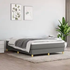 vidaXL Bed Frame Platform Bed for Bedroom Dark Gray 53.9"x74.8" Full Fabric
