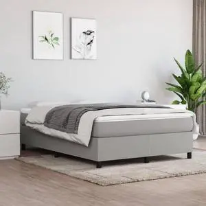 vidaXL Bed Frame Platform Bed for Bedroom Light Gray 53.9"x74.8" Full Fabric