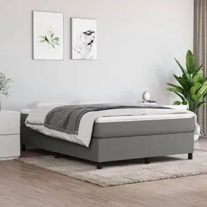vidaXL Bed Frame Box Spring Bed Frame Base Dark Gray 59.8"x79.9" Queen Fabric